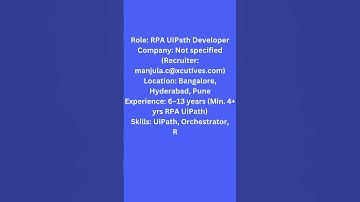 RPA UiPath Developer Role @xcutives #RPA #JobAlert #Jobs