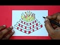 How to draw Homa Kundam Drawing | Easy havan kund Drawing