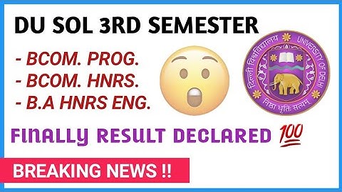 Du SOL Third Semester Result Declared | SOL 3rd Semester Result Declared Nov/Dec Exam 2021 Out now..