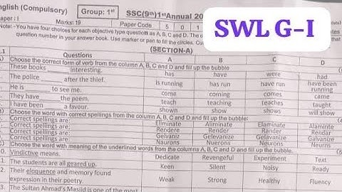 solved mcqs 9th English sahiwal board group 1 objective paper 2024 9th english first time paper