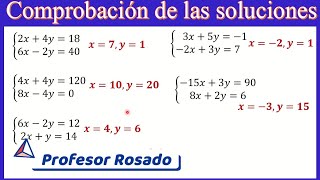 COMPROBANDO SOLUCIONES DE SISTEMAS DE ECUACIONES LINEALES 2X2