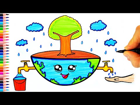Dünya Su Günü Resmi Çizimi 🌳💧 Dünya Su Günü İle İlgili Resim - World Water Day Drawing