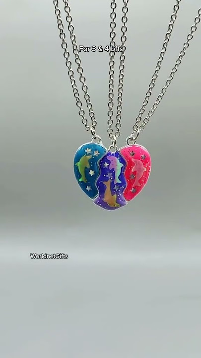 BFF necklaces gift idea for 3 & 4 best friends.  #shorts #relationship #worldnetgifts #couple