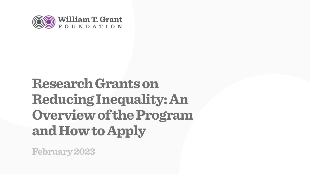 Research Grants on Reducing Inequality An Overview of the Program and