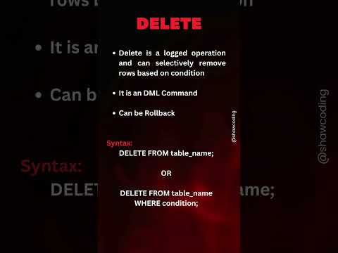Delete Vs Truncate