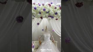 2M White Purple Rose Leaf Wedding Backdrop Floral Arrangement 