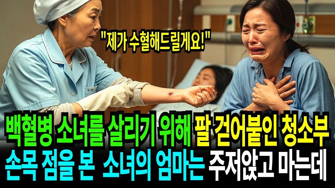 백혈병 걸린 소녀를 살리려고  팔 걷어붙인 청소부, 손목의 점을 본 소녀의 엄마는 비명을 지르며 오열하고 마는데