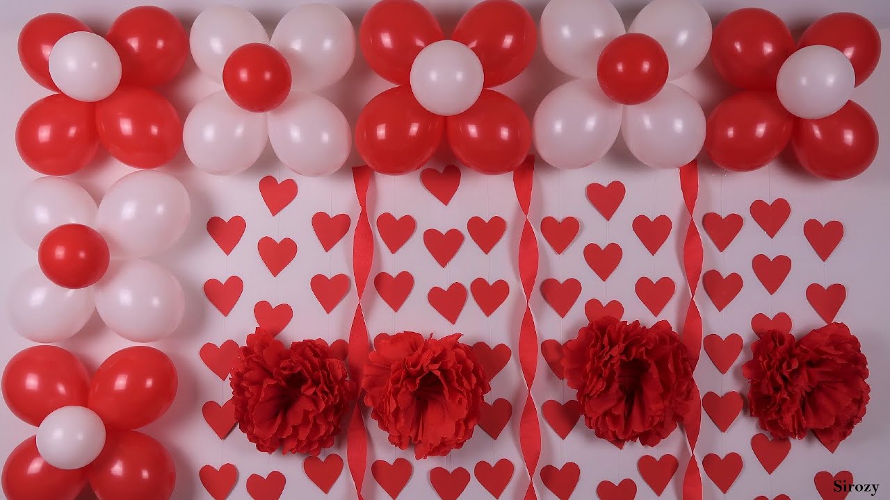 Glowing Red & White Balloon Decoration - Flower N Petals