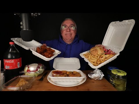 ASMR Cheeseburger Fries Chicken Wings Jalapeno Poppers Mukbang