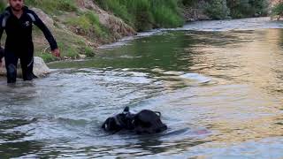 انتشال فريق الدفاع المدني جثة الغريق محمد كيال من نهر العاصي
