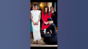 Camilla fix the Dress of meghan markle #britishroyalfamily #camilla #meghanmarkle #catherine