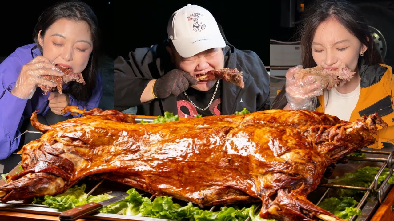 【大胃王挑戰】挑戰帶美女房車露營+野餐！ 50公斤重烤全羊滋滋冒油，直接大口撕著吃真過癮｜Food Challenge【櫻木花胖】