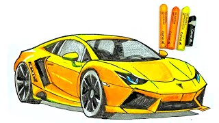 How to draw a Lamborghini Car easily.