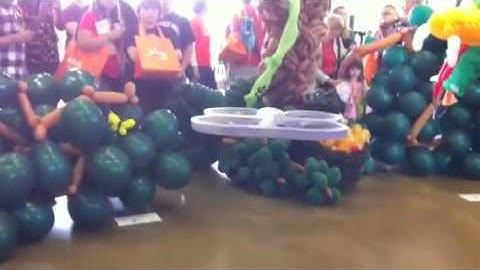 Ardrone with kinect flying in a balloon jungle