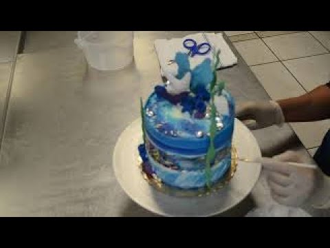 How To Make Aquarium Design Cake Youtube How To Make Aquarium Design Cake Youtube