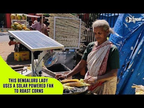 75 Year Old Selvamma Uses A Solar Powered Fan To Roast Corn | Curly Tales