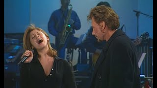 Video thumbnail of "Lara Fabian & Johnny Hallyday - Requiem Pour un Fou (Répétitions Les Enfoires, 1998)"