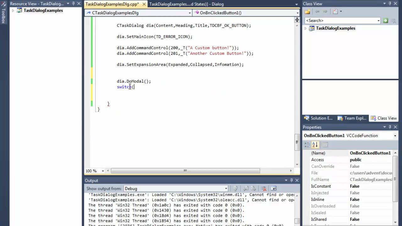 C Mfc Task Dialog Tutorial Youtube