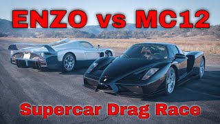 Ferrari Enzo vs. Maserati MC12 | Supercar Drag Race