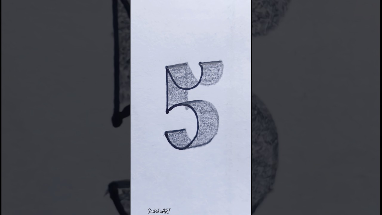3D Number 5 Drawing | Pencil Art Optical Illusion | Trending YouTube Shorts