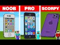 Minecraft NOOB vs PRO vs SCORPY: IPHONE HOUSE BUILD CHALLENGE in Minecraft Animation