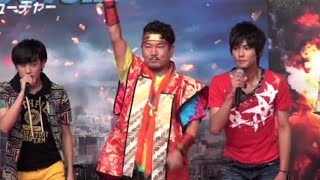 『手裏剣戦隊ニンニンジャー 』記者会見で、ゲスト俳優のフジモンがキャストに合いの手