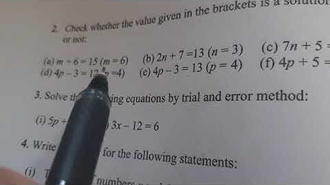 class 7th mathematics topic simple equation exercise 4.1 question no 2