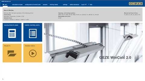 GEZE WinCalc 2.0 - Drive calculation ventilation / RWA: Input of basic and configuration data