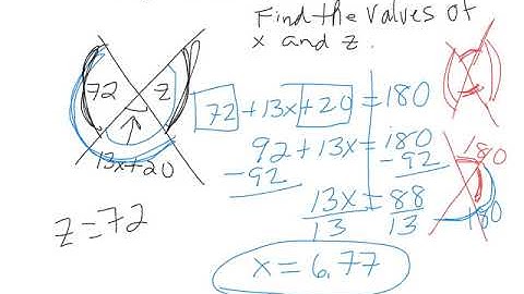 solving equations involving vertical angles and linear pairs