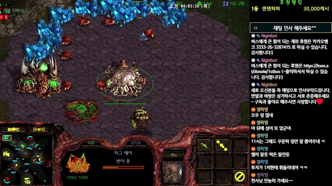 [1stBus] 패아디로 놀래켜주기^-^ 스타팀플 스타크래프트 헌터 팀플 Starcraft team play (23.09.20 ...