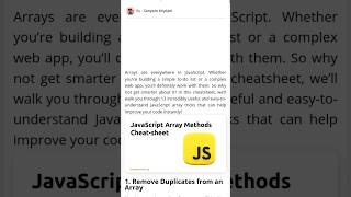 JavaScript Array Methods Cheatsheet 🚀 #programming #coding #javascript