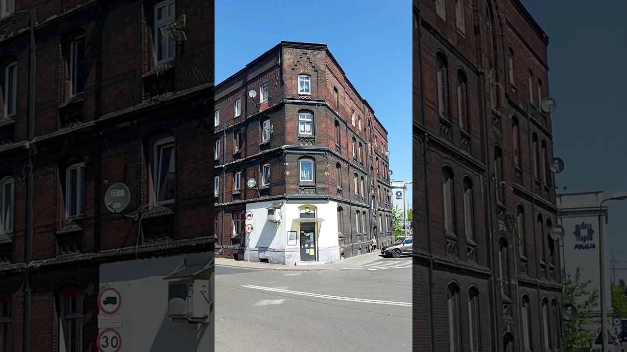 Miniatura filmu: Kamienice - Chorzów: Chorzów Stary. Ulica Rodziewiczówny. Stare ceglane kamienice, które pa