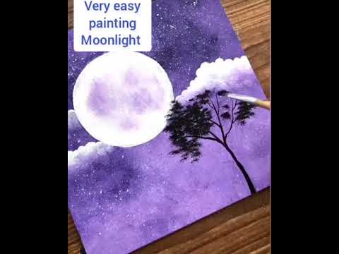Easy Moonlight Acrylic Painting #shorts #art #painting #youtubeshorts