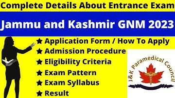 Jammu and Kashmir GNM 2023 Full Details: Notification, Dates, Application, Syllabus, Eligibility