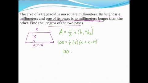 Finding the dimensions of trapezoids given area