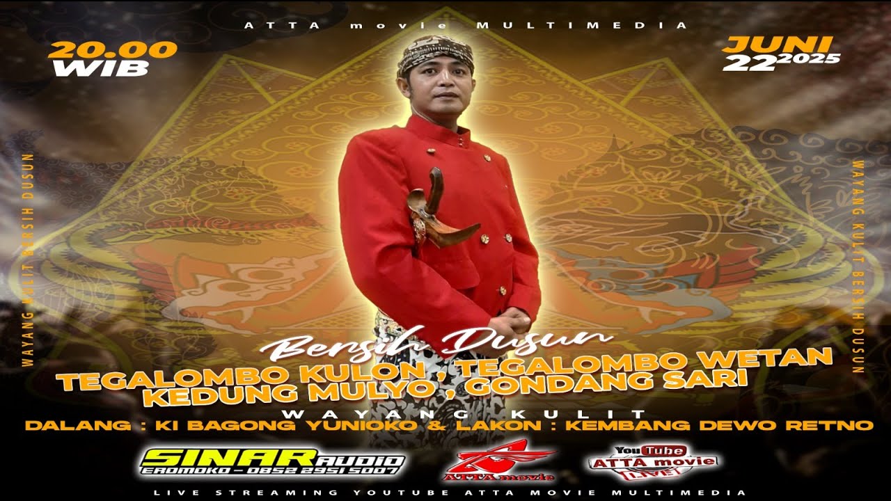 🔴 LIVE WAYANG KULIT BERSIH DUSUN TEGALOMBO//KI BAGONG YUNIOKO//SINAR AUDIO