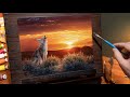 The Songs Of The Prairie | Sunset Oil Painting, Coyote Howls