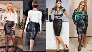 outstanding and super classy office wear leather skirts designs ideas for ladies