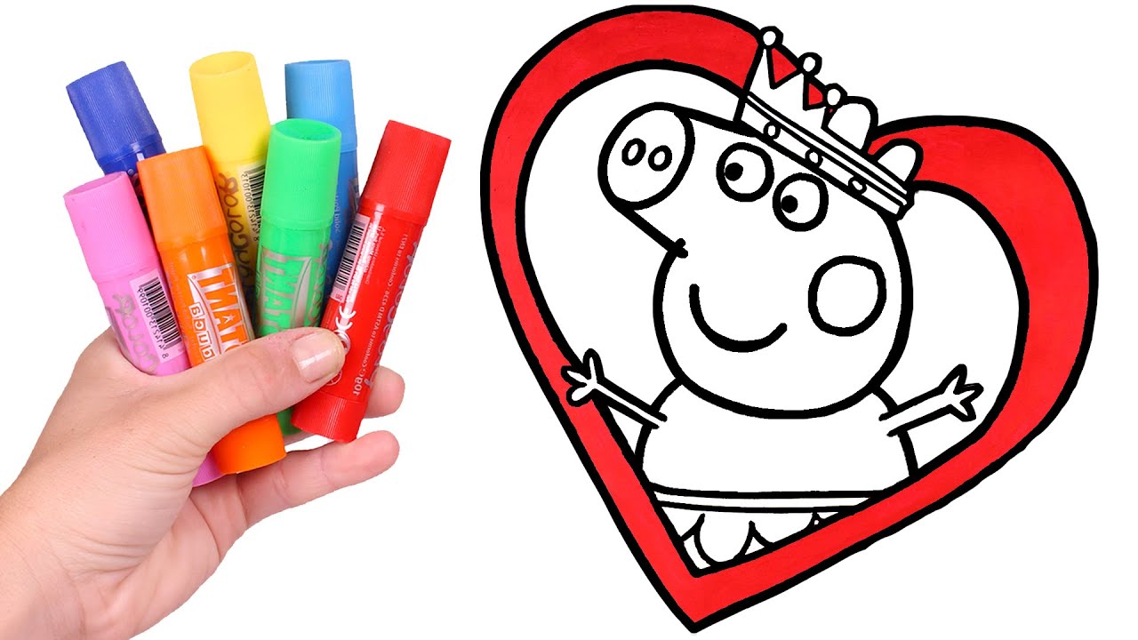⁣Dibuja y Colorea a Peppa Pig de San Valentín 🐷❤️Dibujos para pintar