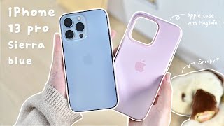🐋iPhone 13 pro (sierra blue) unboxing + 🌸accessory