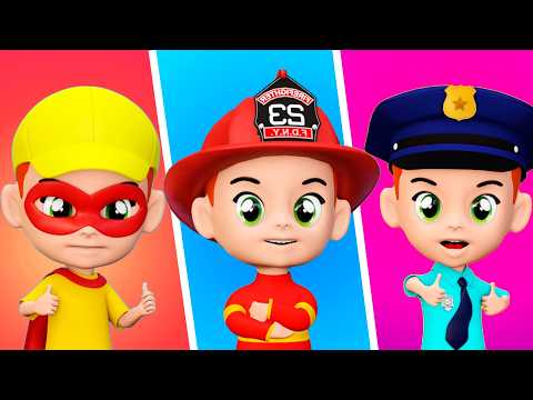 Fireman, Policeman and Superman Song | Kids Songs and Nursery Rhymes | Lights Kids 3D