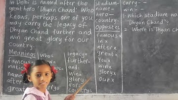 Major Dhyan Chand Part 12 Class4 Unit2 meanings,plurals,opposites,verb forms, c.questions by Revathi