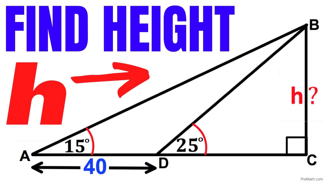 Angle of Elevation: Find the Height h in this Right Triangle