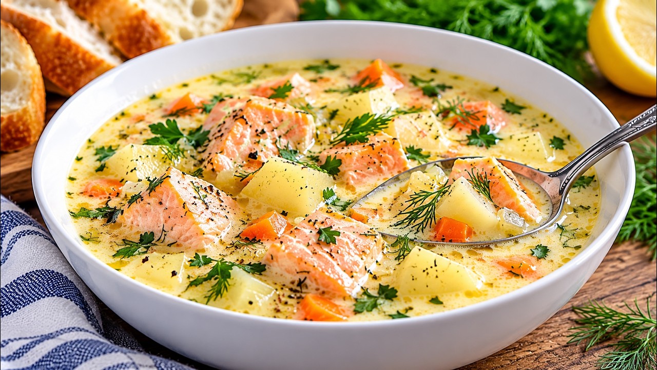 Creamy Salmon Chowder/ Rich & Creamy Salmon Soup - YouTube