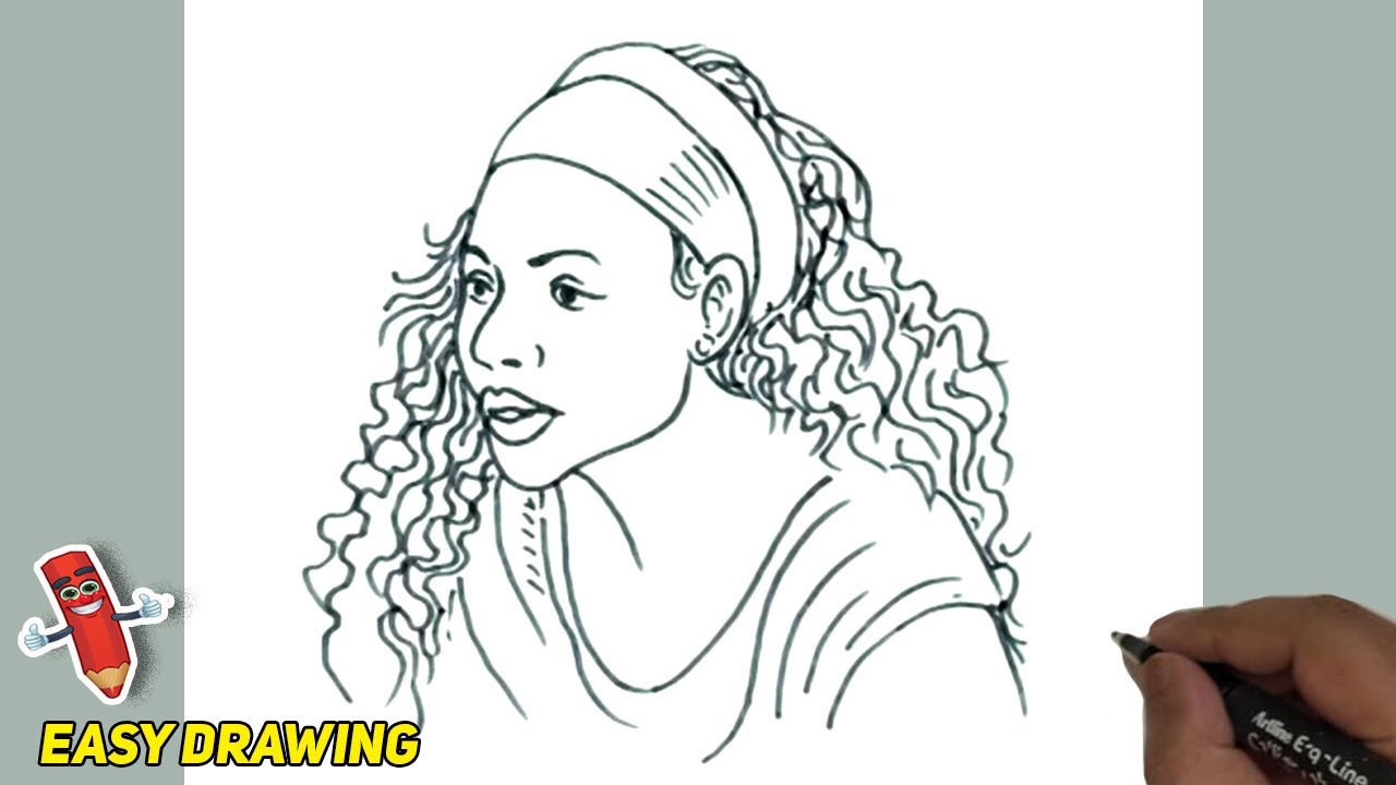 How To Draw Serena Williams Portrait Easy| Serena Williams  Face Line Drawings Step By Step