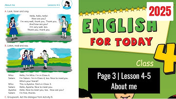 Class 4 English Page 3 Unit 1 Lesson 4-5 | About Me | 2025 | ৪র্থ শ্রেণির ইংরেজি ২০২৫