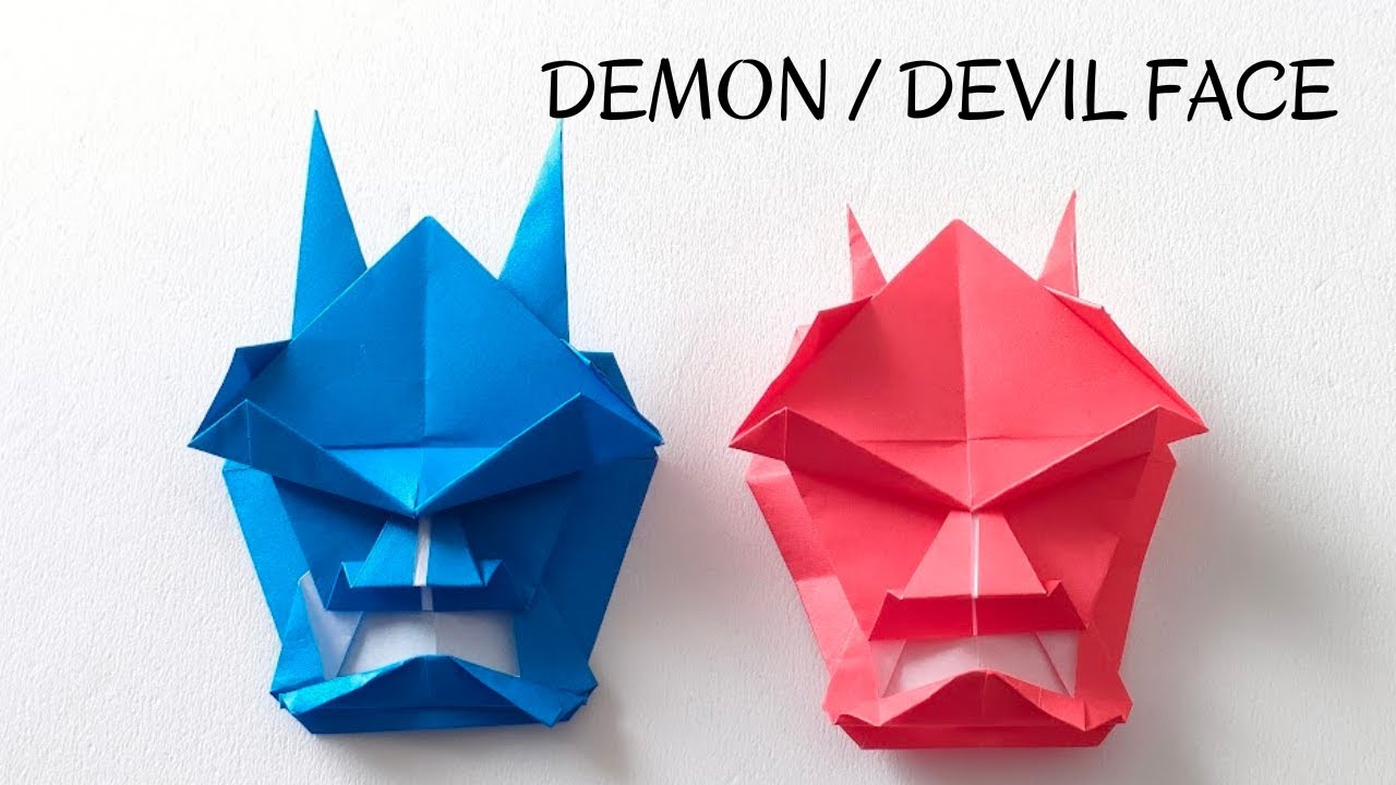 How to the face of a demon/devil with origami. Easy cute tutorial