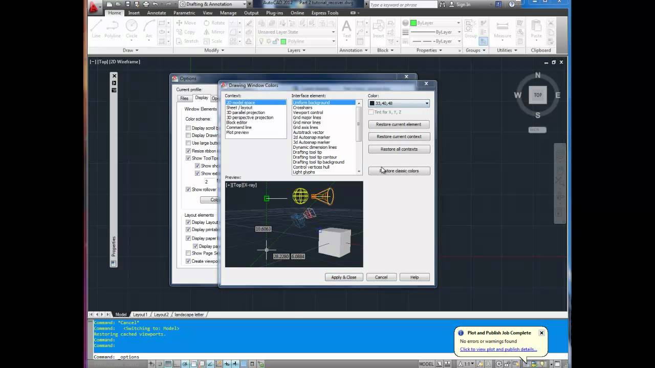 Autocad Tutorial; Quick Tip How to Change Background and Command Line Colors  - YouTube