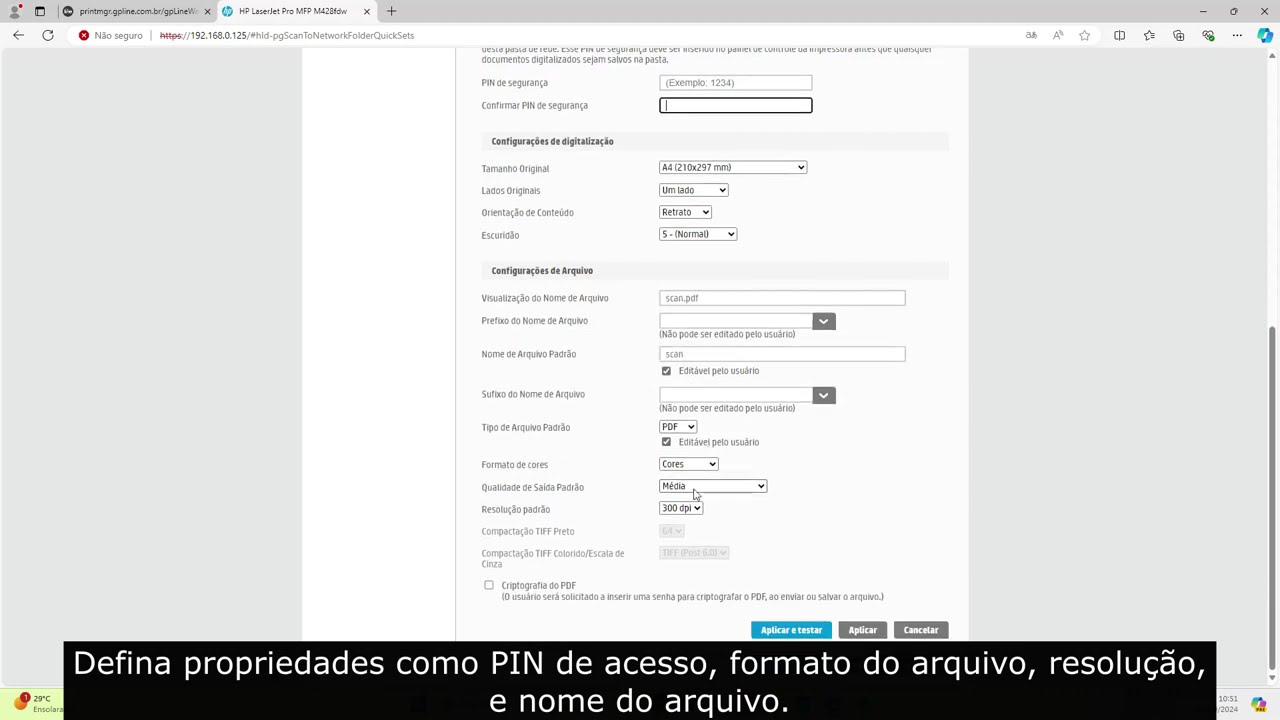 Como configurar digitalização por pasta de rede impressora HP