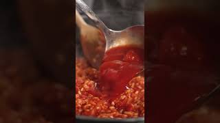 Creamy Tomato Risotto with Crispy Garlic Crumbs